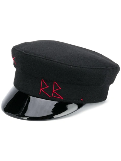 Ruslan Baginskiy Wool Baker Boy Hat With Vinyl Visor In Black