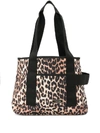 GANNI LEOPARD PRINT RECYCLED POLYESTER TOTE BAG