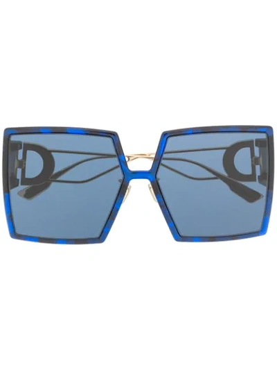 Dior '30montaigne' Oversized Square Tortoiseshell Effect Sunglasses In Blue