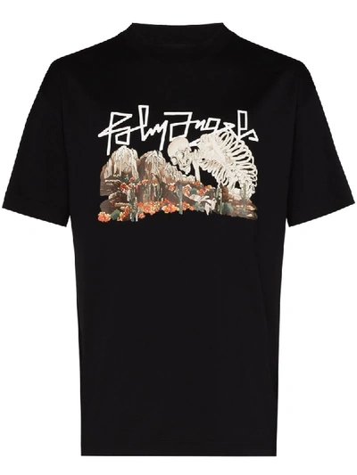 Palm Angels Desert Skull Print Cotton Jersey T-shirt In Black