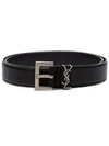 SAINT LAURENT BLACK MONOGRAM LEATHER BELT