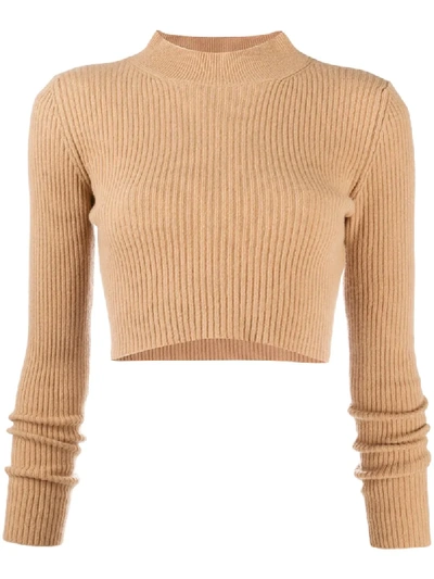Andamane Enny Cropped Wool-cashmere Sweater In Neutrals