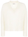 LANEUS CABLE-KINT V-NECK JUMPER