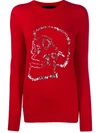 Philipp Plein Crystal-skull Sweater In Red