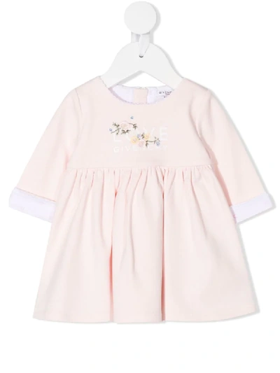 Givenchy Babies' Love Floral Embroidered Dress In Pink
