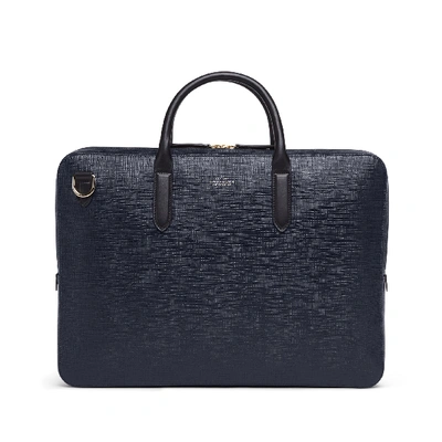 Smythson Lightweight Large Briefcase In Panama In Navy