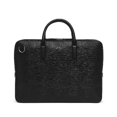 Smythson Lightweight Large Briefcase In Panama In Black
