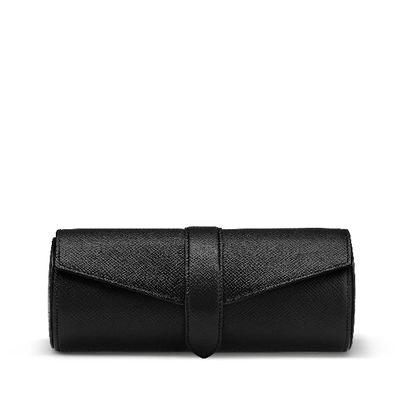 Smythson Panama Watch And Jewellery Roll In Black