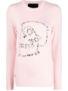 PHILIPP PLEIN LOOK AT ME SKULL EMBELLISHED JUMPER