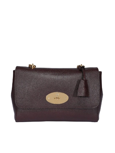 Mulberry Lily Medium Leather Bag In Burgundy In Red