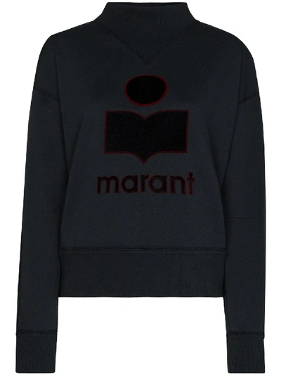Isabel Marant Étoile Moby Embroidered-logo Cotton-blend Sweatshirt In Faded Black