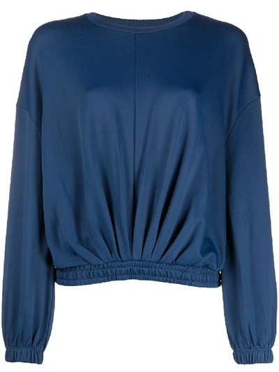 Ba&sh Molly Cropped Elasticated Jumper In Blue