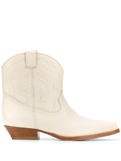 Ba&sh Colt Leather Ankle Boots In White
