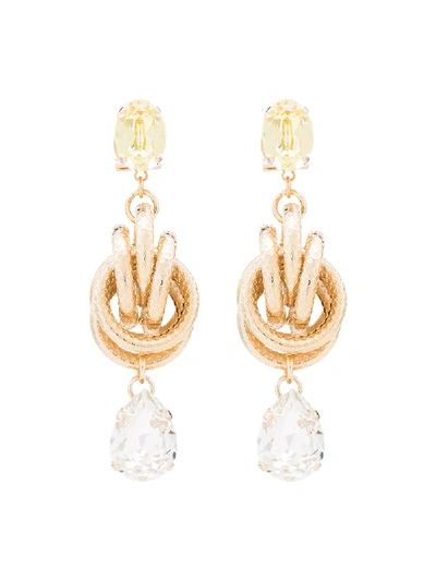 Anton Heunis Gold-plated Knot Crystal Drop Earrings