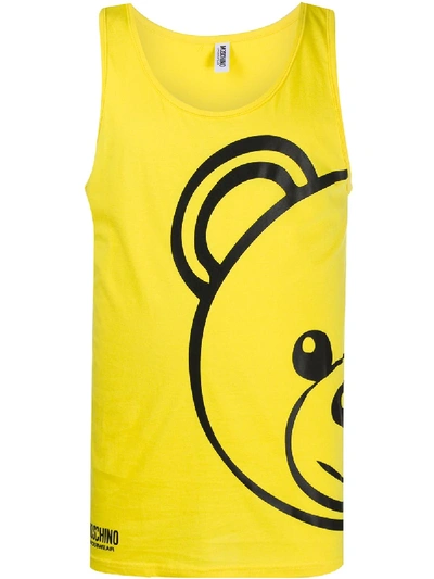 Moschino Teddy Bear Print Tank Top In Gelb