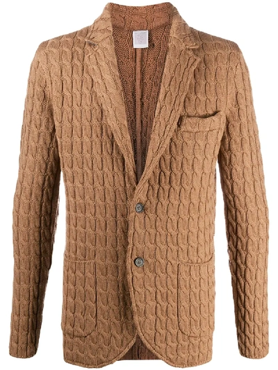 Eleventy Cable-knit Wool Cardigan In Brown