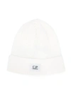C.p. Company Logo Patch Beanie In White