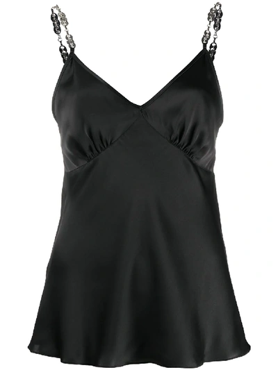 Rabanne Chain-strap Satin Cami Top In Black