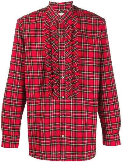 GOLDEN GOOSE TARTAN PRINT RUFFLED SHIRT 