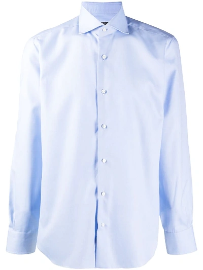 Barba Napoli Spread-collar Cotton Shirt In Light Blue