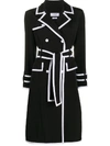 Thom Browne Tipped Crepe Belted Trench Coat Dress In Black