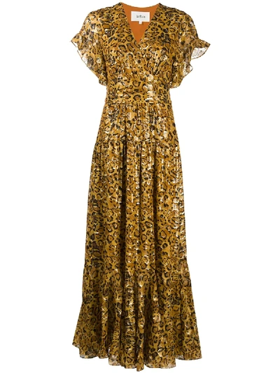 Ba&sh Gemma Leopard Jacquard Maxi Dress In Gold