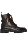 Valentino Dnu Pack  Vlogo 35 Leather Combat Boot In Black