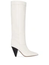 ISABEL MARANT WHITE LOENS 90 KNEE-HIGH LEATHER BOOTS