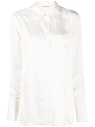 Acne Studios Pintucked Long Sleeve Shirt In Neutrals