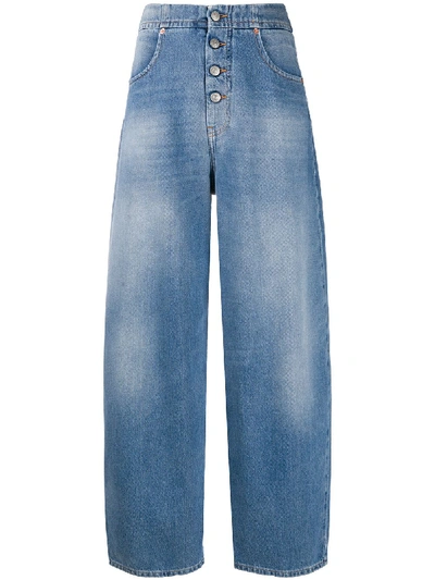 Mm6 Maison Margiela Buttoned High-rise Straight-leg Jeans In Blue