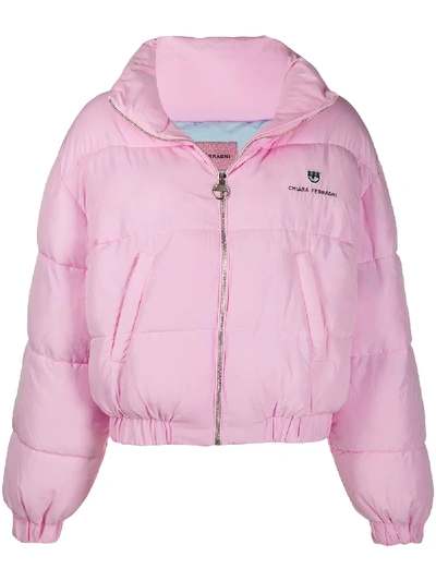 Chiara Ferragni Chest Logo Padded Jacket In Pink
