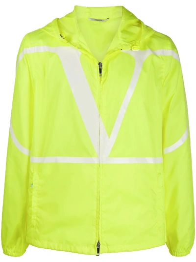 Valentino Neon Logo Print Windbreaker In Yellow