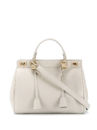 Giambattista Valli Flore Medium Tote In Biege/silver