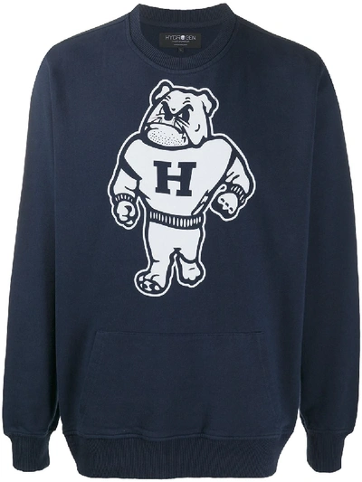 Hydrogen Bulldog-print Cotton Sweatshirt In Blue