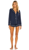 Eberjey Gisele Stretch-modal Jersey Pajama Set In Navy & Ivory