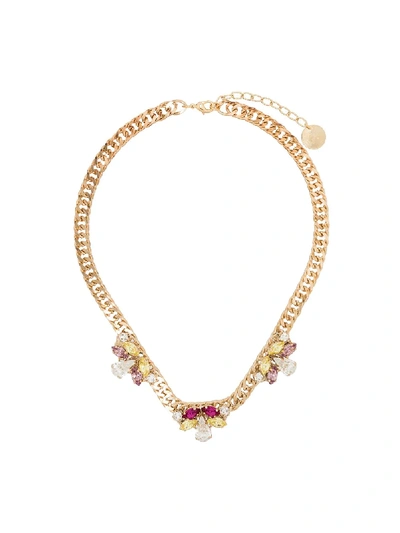 Anton Heunis 24kt Gold-plated Crystal Flower Necklace In Multicolour