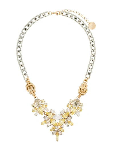 Anton Heunis Gold-plated Crystal Flower Chain Necklace In Yellow