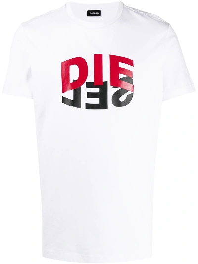 Diesel Circle Logo Print T-shirt In White