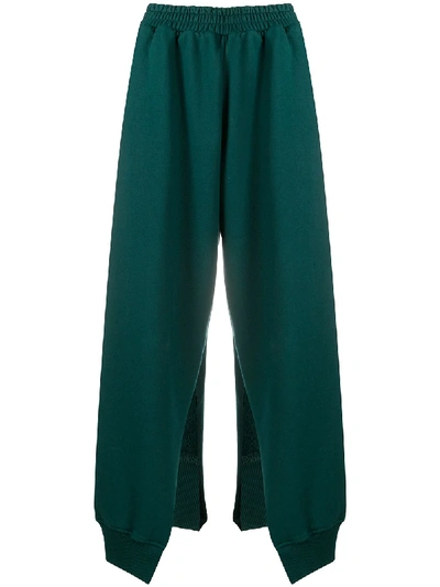 Mm6 Maison Margiela Side-cut Cropped Track Trousers In Green