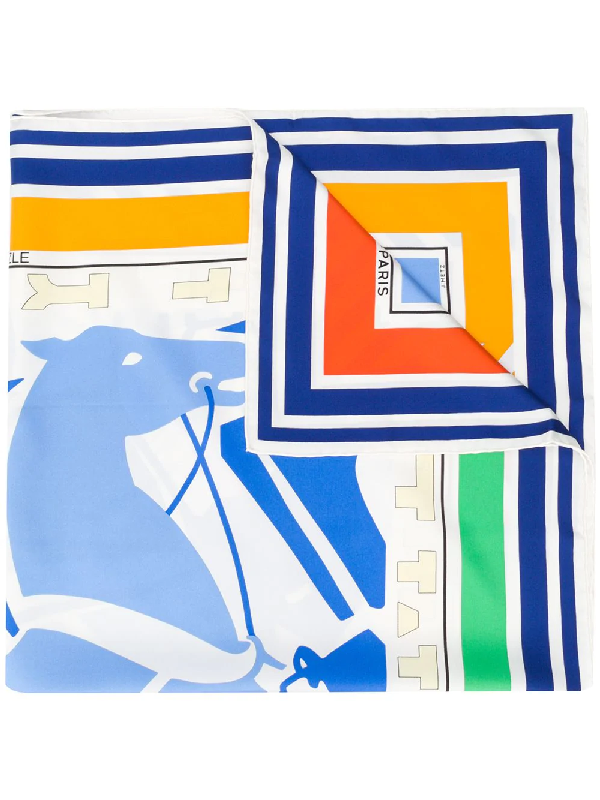Pre-Owned Hermes 1970s Puzzle Scarf In Blue | ModeSens