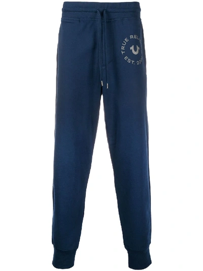 True Religion Logo Print Track Trousers In Blue