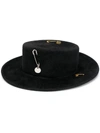 Ruslan Baginskiy Chain Strap Felt Canotier Hat In Black