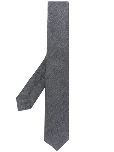 Kiton 人字斜纹针织领带 In Grey