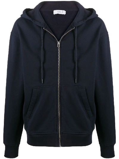 Closed Zip-through Hooded Sweatshirt In Blue