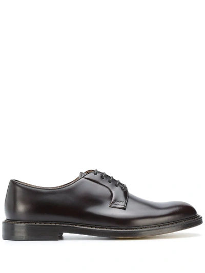 Doucal's Doucals Black Leather Derby Lace Up In Brown