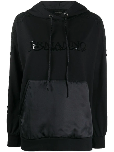 Ermanno Ermanno Contrast-panel Logo Hoodie In Black