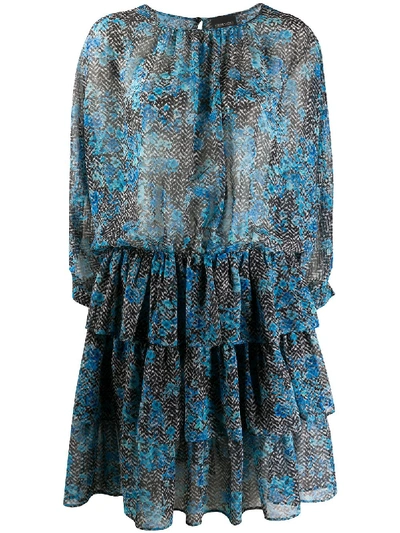 Ermanno Ermanno Floral Tiered Midi Dress In Blue