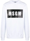 Msgm Logo Print Cotton Sweatshirt In White