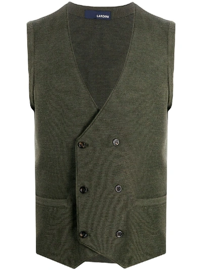 Lardini Double-breasted Knit Waistcoat In Green