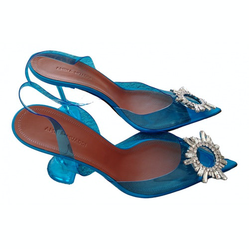 amina muaddi blue heel